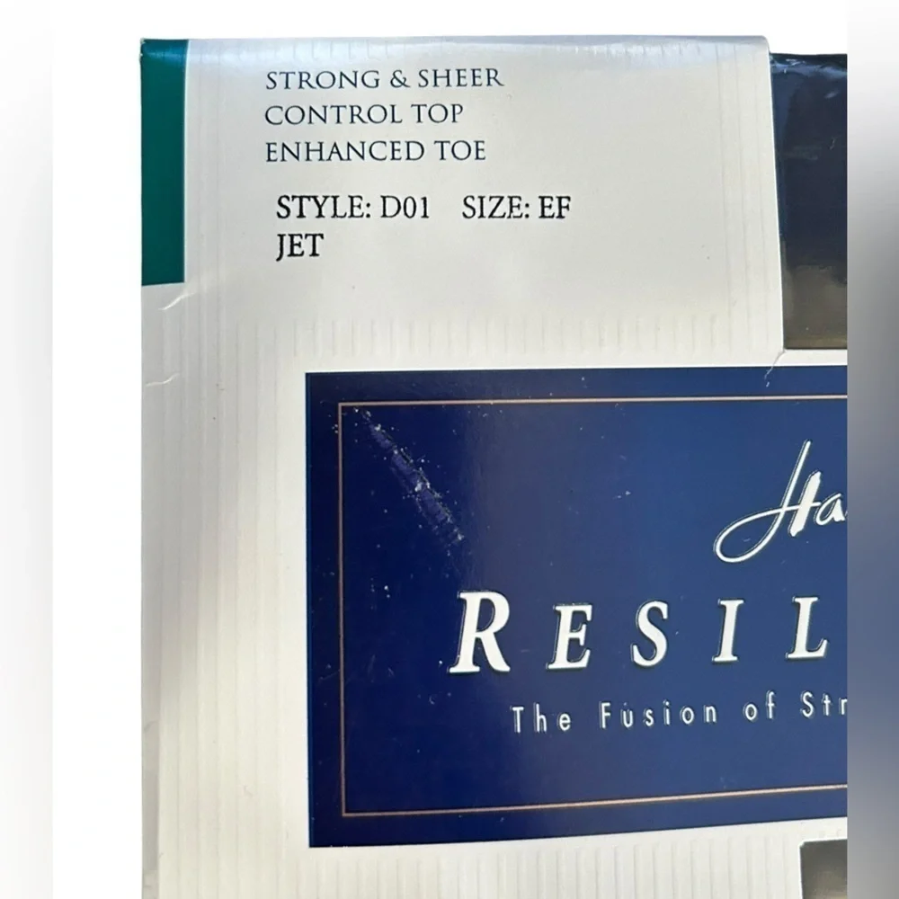 New In Package Vintage Hanes Resilience Control Top Pantyhose Size EF Jet Black